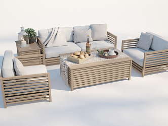 Modern outdoor sofa outdoor sofa coffee table combination 3d model