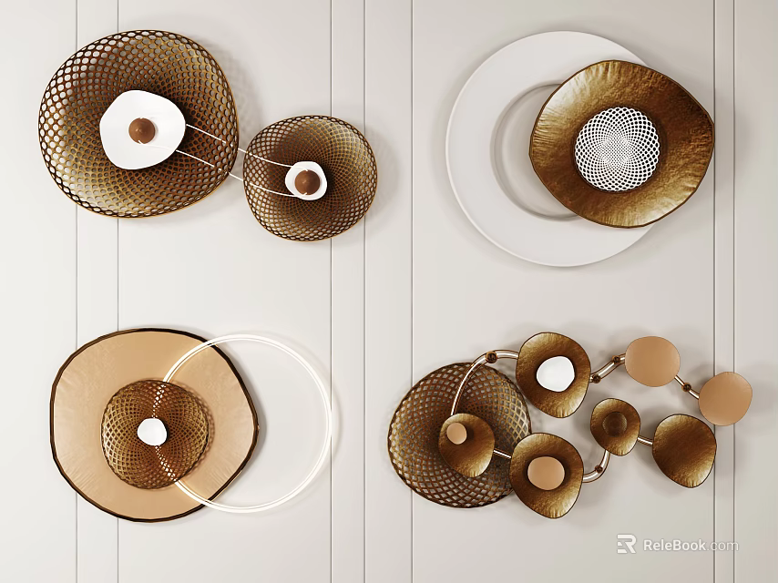 Modern Wall Decor With Geometric Circular Designs And Textured Woven Patterns 3d model