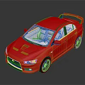 Stylish Red Sports Car With Rear Spoiler White Interior And Black Wheels