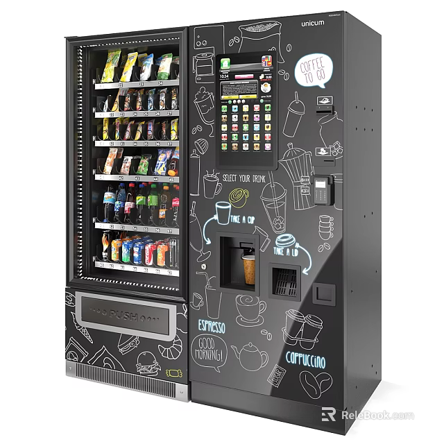 Commercial Vending Machine Offering Coffee Tea Soda And Hot Beverage Options 3d model 