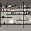 New Ornaments Combination Bookshelf Bookcase Teapot 3d model
