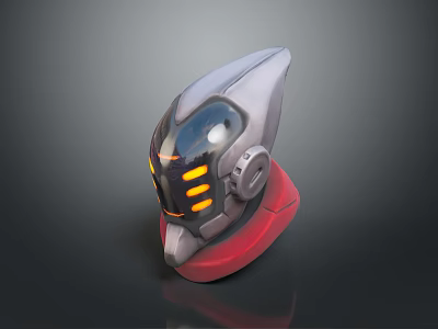 Futuristic Weapon With Silver Red Body And Yellow Glowing Strips Design 3d model
