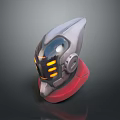 Futuristic Weapon With Silver Red Body And Yellow Glowing Strips Design