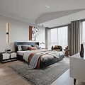 Modern Bedroom Interior Design With Large Bed Accent Chair And Decorative Painting