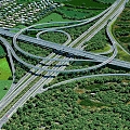 Modern overpass iron gate hub interchange 3d model