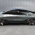 Futuristic Silver Gray Car With Sleek Design And Black Panoramic Roof