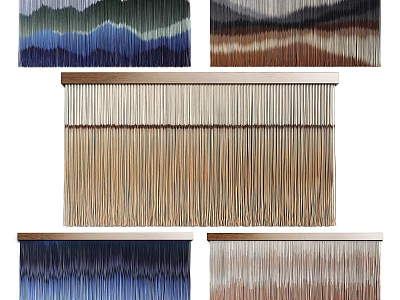 Textured Fringe Wall Decor With Various Colors And Wooden Frames For Modern Interior 3d model