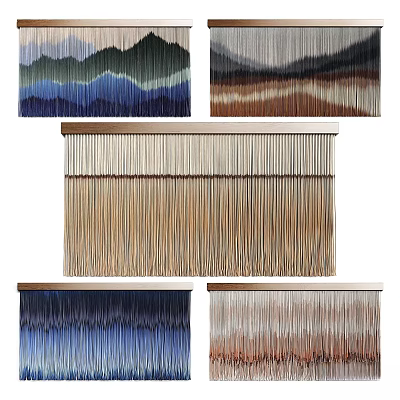 Textured Fringe Wall Decor With Various Colors And Wooden Frames For Modern Interior 3d model