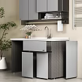 Modern Bathroom Combo with Washing Machine Sink Cabinets and Towel Rack