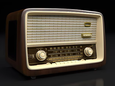 Vintage Radio As Daily Electrical Appliance With Wooden Case Tuning Knobs And Frequency Dial 3d model