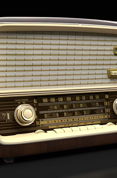 Vintage Radio As Daily Electrical Appliance With Wooden Case Tuning Knobs And Frequency Dial 3d model
