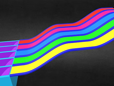 Vibrant Colorful Wavy Lines With Rainbow Hues On Black Background 3d model