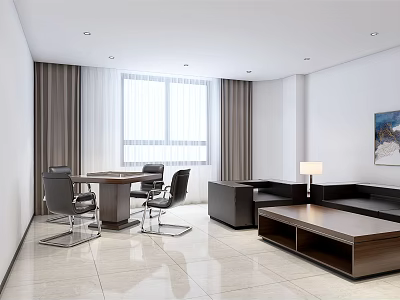 Modern Lounge Area Interior With Sofa Coffee Table Dining Table And Window Curtains 3d model