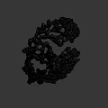 Detailed Green Branched Coral Like Biological Structure Against Black Background