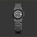 Luxury Stainless Steel Watch With Black Dial White Markers And Shiny Metallic Band