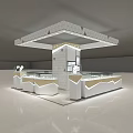 Modern Boutique Store Interior With Glass Display Counter And Geometric Ceiling Decoration