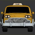 Vintage New York Yellow Taxi with TAXI Sign on Roof and Black Checkered Body
