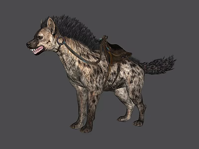 Game Movie Character Hyena Riding Mount with Saddle Bridle Spotted Fur Black Mane 3d model