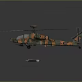 Modern Helicopter Apache Gunship Helicopter Aircraft Gunship 3d model