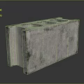Gray Concrete Block With Rough Surface And Multiple Holes For Construction Applications 3d model