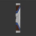Modern Structural Component With Wooden Panel Silver Metal And Blue Accents