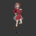 Anime Style Character With Pink Hair Wearing Red Coat And White Skirt Standing Pose
