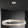 Modern Circular Chandelier Featuring Double Layer Transparent Design Illuminated In Gray Interior 3d model