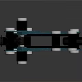 Blue and Black Metal Mechanical Component With Bolts Holes and Chain like Structure
