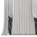 Elegant White Window Curtains With Dark Accent Panels And Pleated Design 3d model