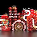 Festive New Year Dragon Themed Photo Spot With Red Lanterns And Golden Decorations