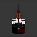 3D Model Of Warship With Red Black Hull Masts And Chimney