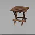 Simple Wooden Folding Table With Square Top And Crossed Legs For Outdoor Use
