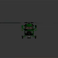 Green Military Helicopter With Rotors Cockpit And Detailed Fuselage Design