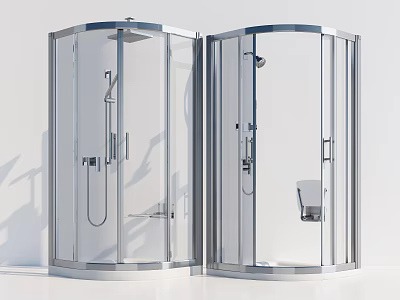 Modern Shower Sauna Enclosure Design With Glass Doors And Metal Frame 3d model