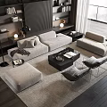 Modern Living Room Interior With Sofa Coffee Table Set Floor Lamp Side Tables And Rug