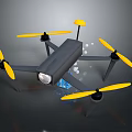 High Performance Drone With Yellow Propellers And Camera For Aerial Operations 3d model