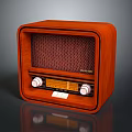 Vintage Electronic Radio With Wooden Case Mesh Speaker And Control Knobs