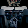 Airliner Cockpit Detailed Interior With Instrument Panels And Control Consoles