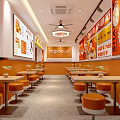 Shaxian Snacks Shop With Orange Signage Glass Door And Modern Interior Seating