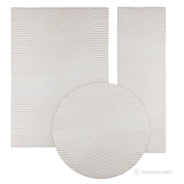 Square Area Rugs With Geometric Striped Patterns For Home 3d model 