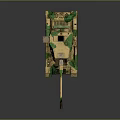 Camouflage Military Tank With Long Gun Barrel Green Tracks And Reflective Surface