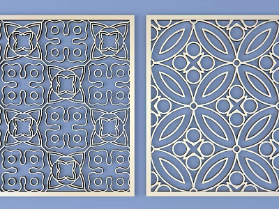 Decorative Laser Cut Room Dividers With Geometric And Leaf Circle Patterns 3d model