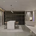 Elegant Modern Lobby Interior With Marble Walls Steps Green Plants And Windows