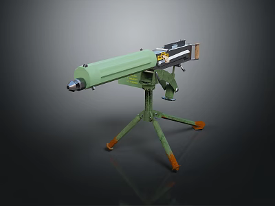 Green Military Weapon With Tripod Stand And Metal Structure Design 3d model