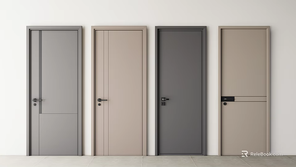 Modern Hinged Doors Collection Featuring Diverse Styles Colors And Designs 3d model