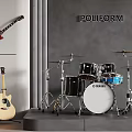 Musical Instruments and Art Supplies with Electric Acoustic Guitars Drum Set