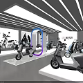 Yadea Electric Scooter Showroom Interior with Neatly Arranged Vehicles and Modern Lighting