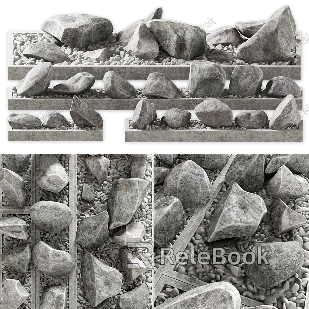 Modern Stone Stone Stone Block Cobblestone Rock Granite Gravel model