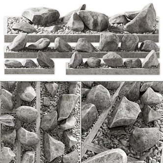 Modern Stone Block Cobblestone Rock Granite Gravel 3d model