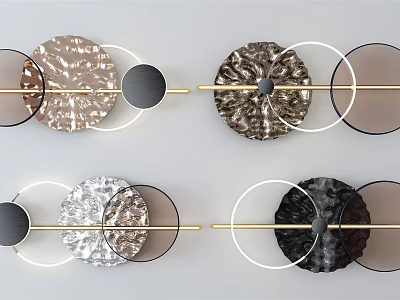 Modern Circular Wall Decor With Textured Metal Rods And Multi Color Rings 3d model